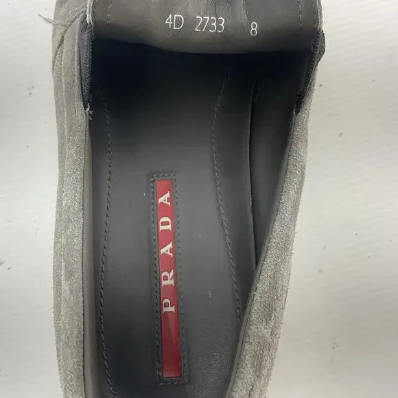 Prada Gray Suede Men's Slip-On Shoes - Picture 5 of 6